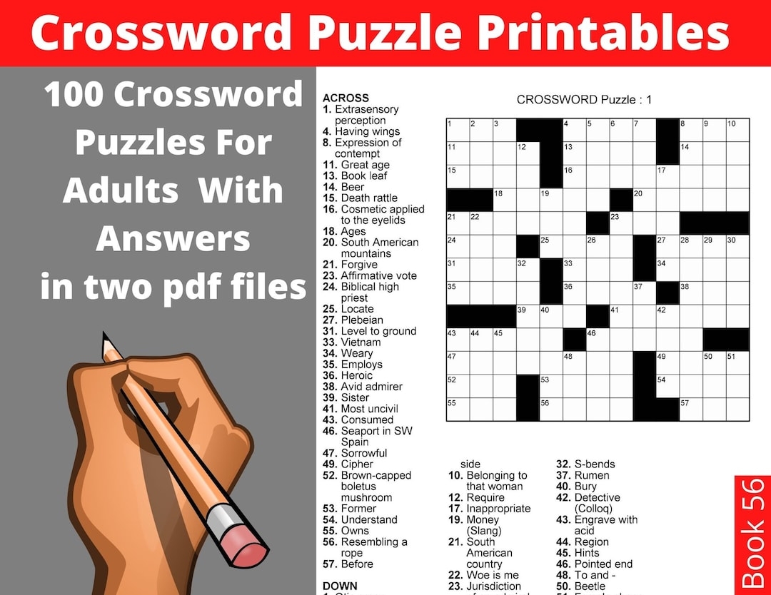 free easy printable crossword puzzles for adults
