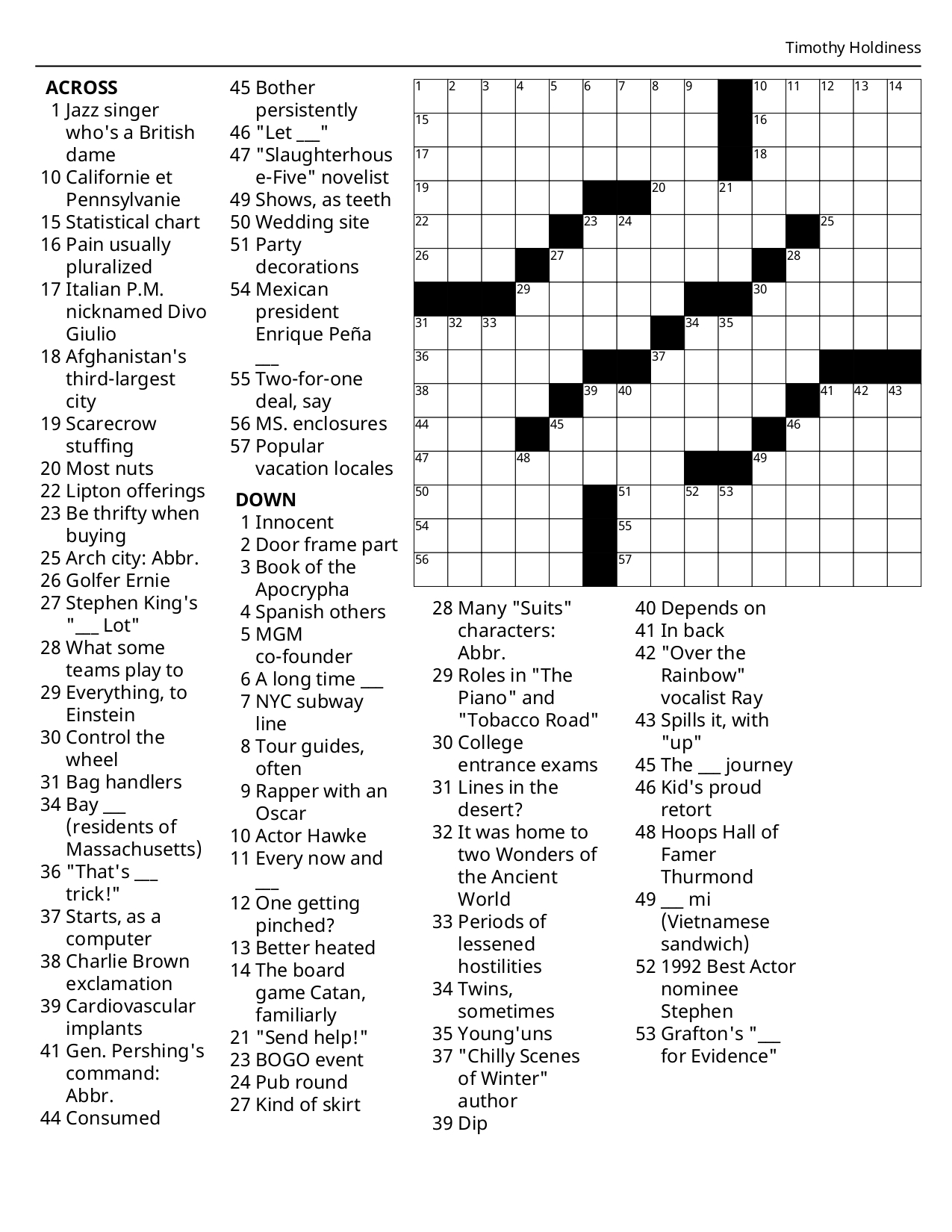 free printable daily crossword puzzles free printable daily crossword puzzles