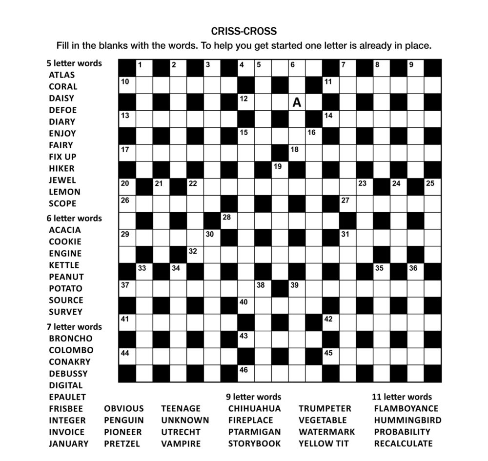 crossword puzzles printable for teens