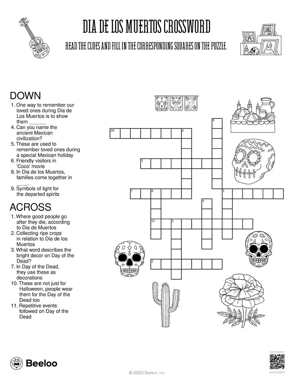 Dia De Los Muertos Crossword Beeloo Printable Crafts And Activities For Kids Dia De Los Muertos Crossword Beeloo Printable Crafts And Activities For Kids