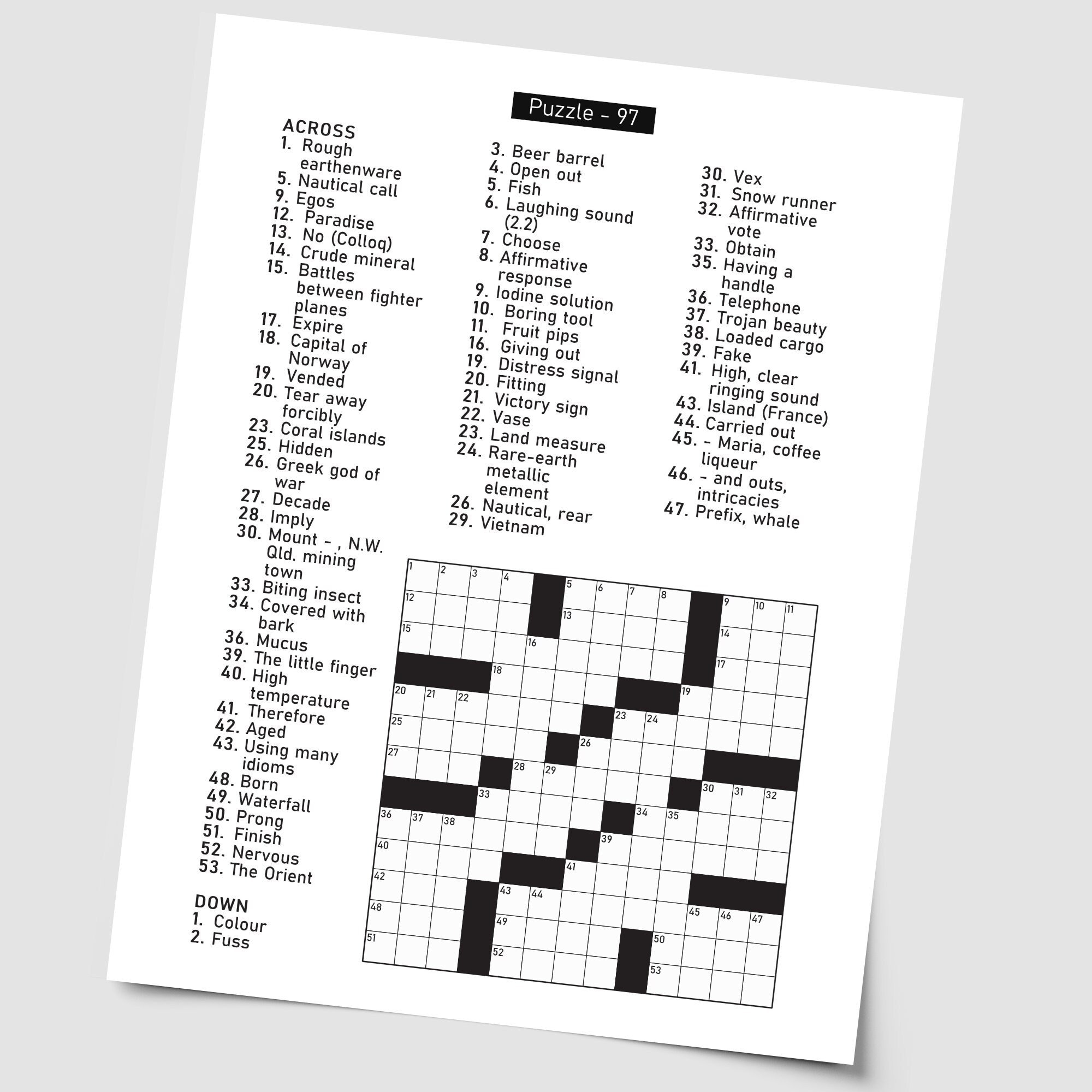 Digital Download 102 Printable Crossword Puzzles For Adults Fun Activities Book For Seniors Large Print Easy To Read Games With Solutions Etsy
