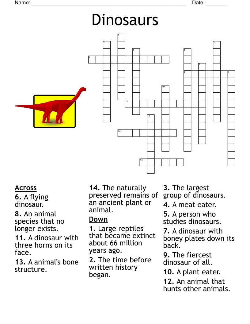 Dinosaurs Crossword WordMint
