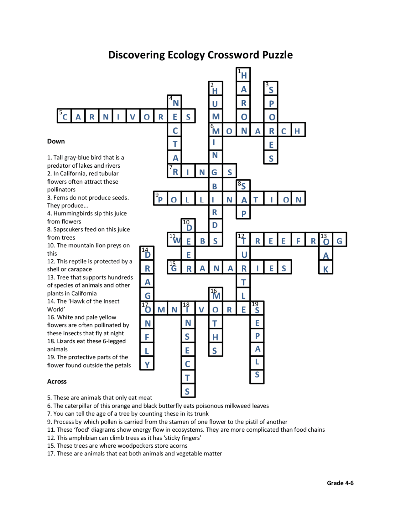 Discovering Ecology Crossword Puzzle Slides Social Ecology Docsity Worksheets Library