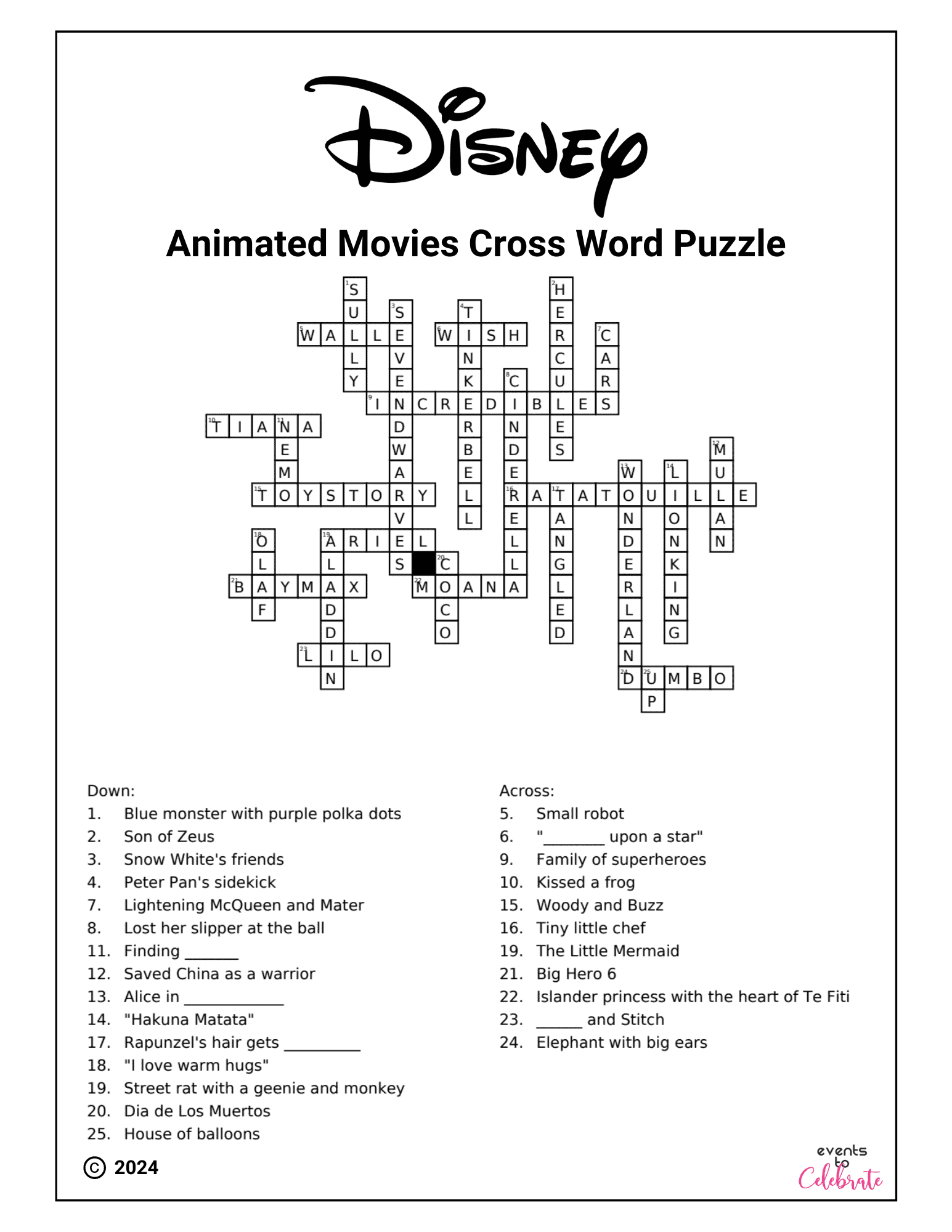 Disney Crossword Puzzles For Kids Villains And Heroes Party Ideas For Real People