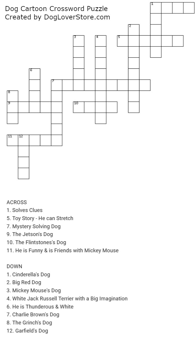 dog crossword puzzle printable