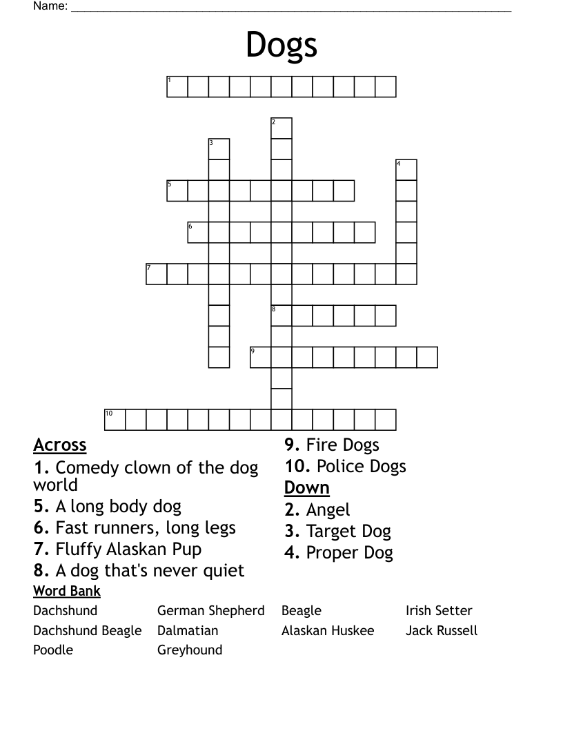 Dogs Crossword WordMint