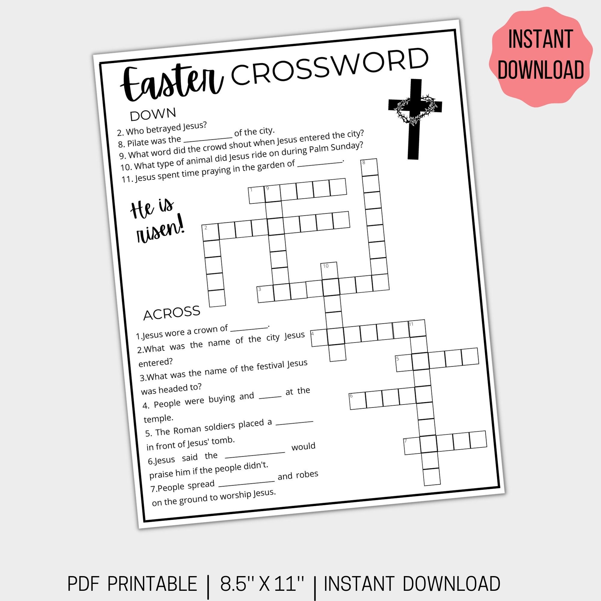 Easter Crossword Puzzle Printable Easter Printable Activity Sunday School Easter Activity Religious Bible Printable Instant Download Etsy Easter Crossword Puzzle Printable Easter Printable Activity Sunday School Easter Activity Religious Bible Printable Instant Download Etsy