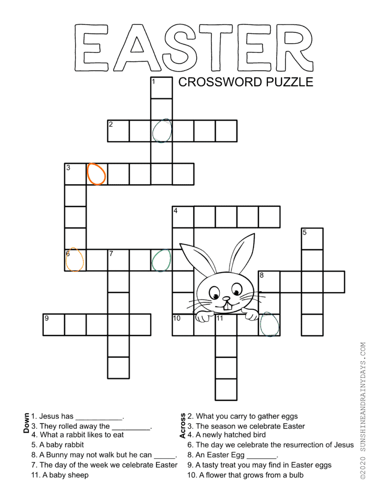 Easter Crossword Puzzle Sunshine And Rainy Days
