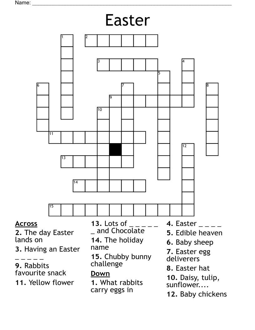 free easter crossword printables