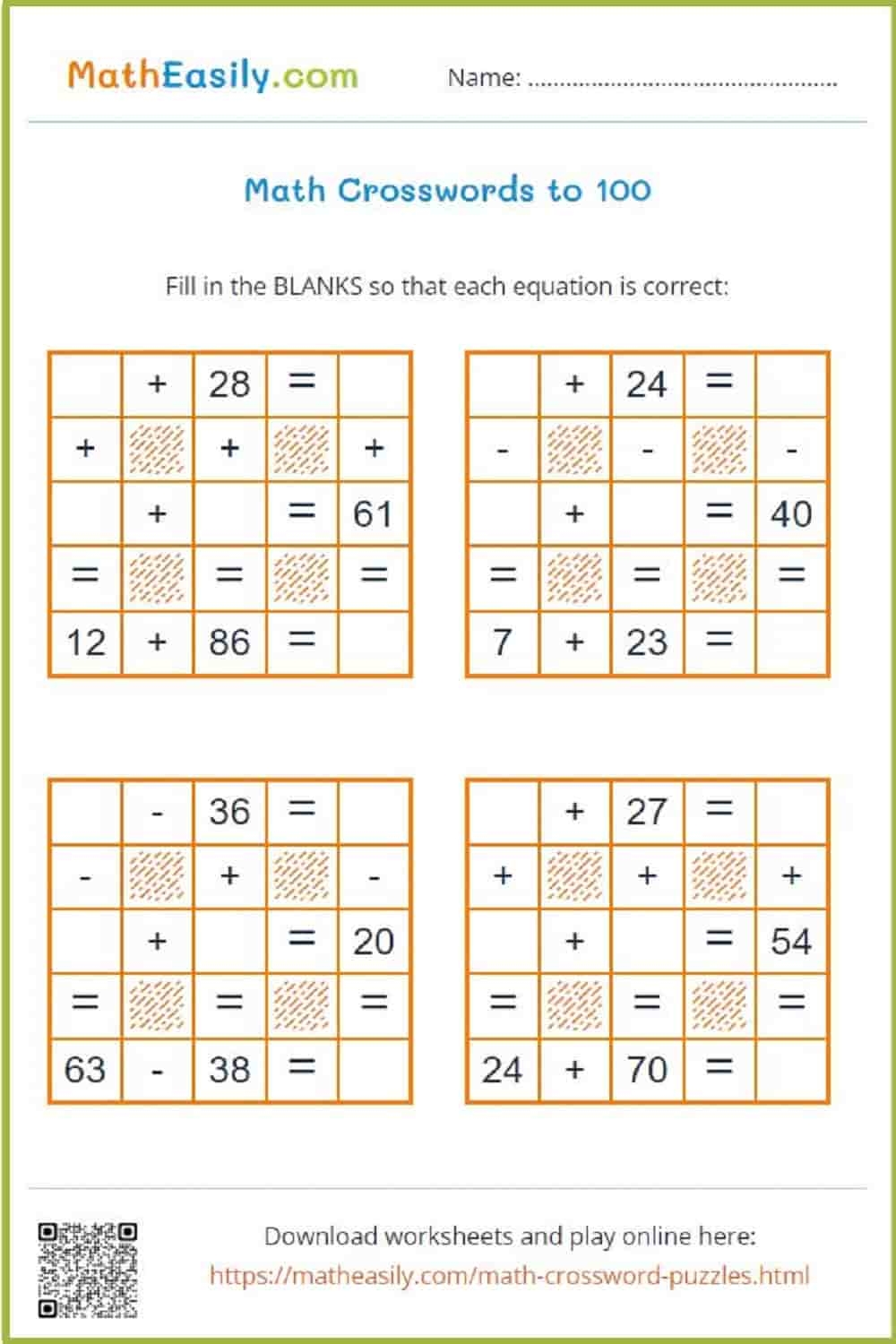 printable solving equations crossword puzzle printable solving equations crossword puzzle