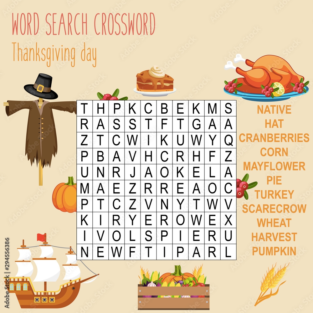 thanksgiving crossword puzzle printable elementary