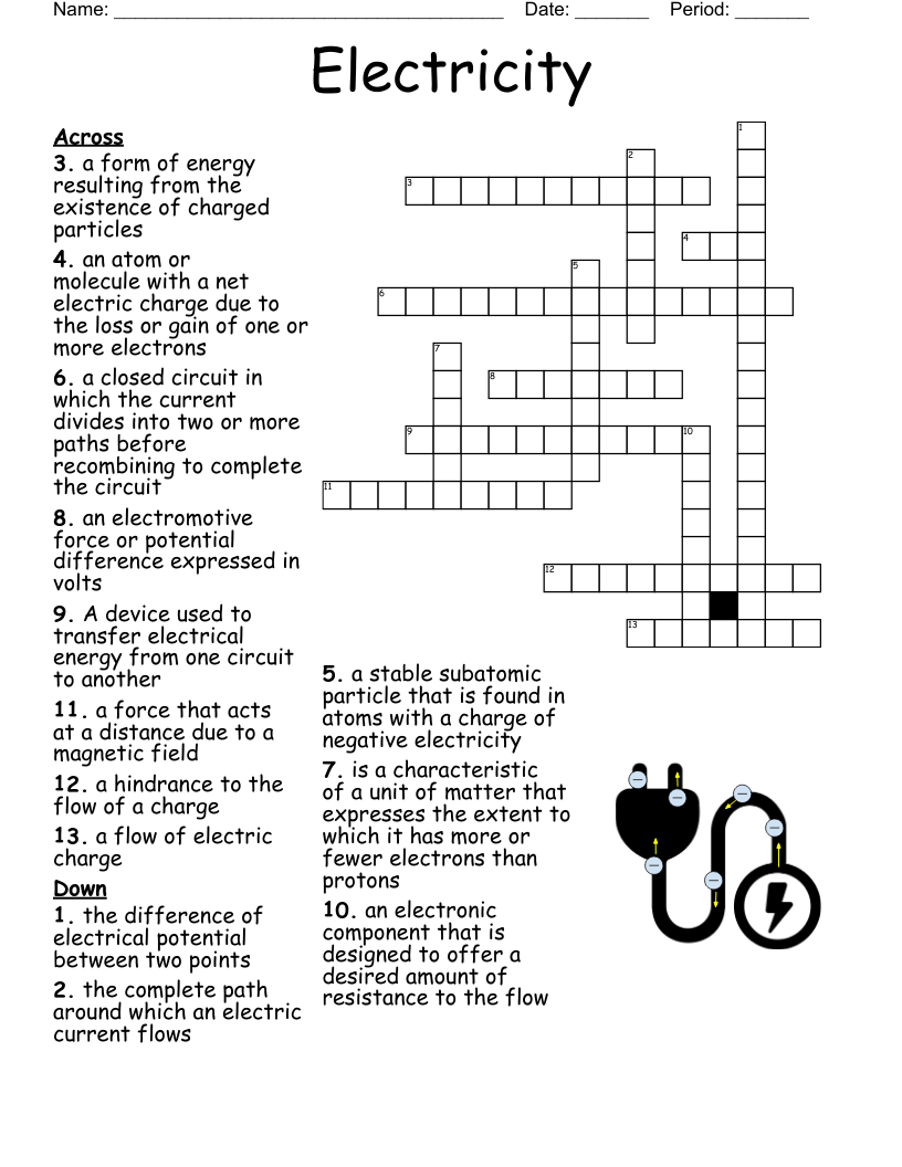 Electricity Crossword WordMint