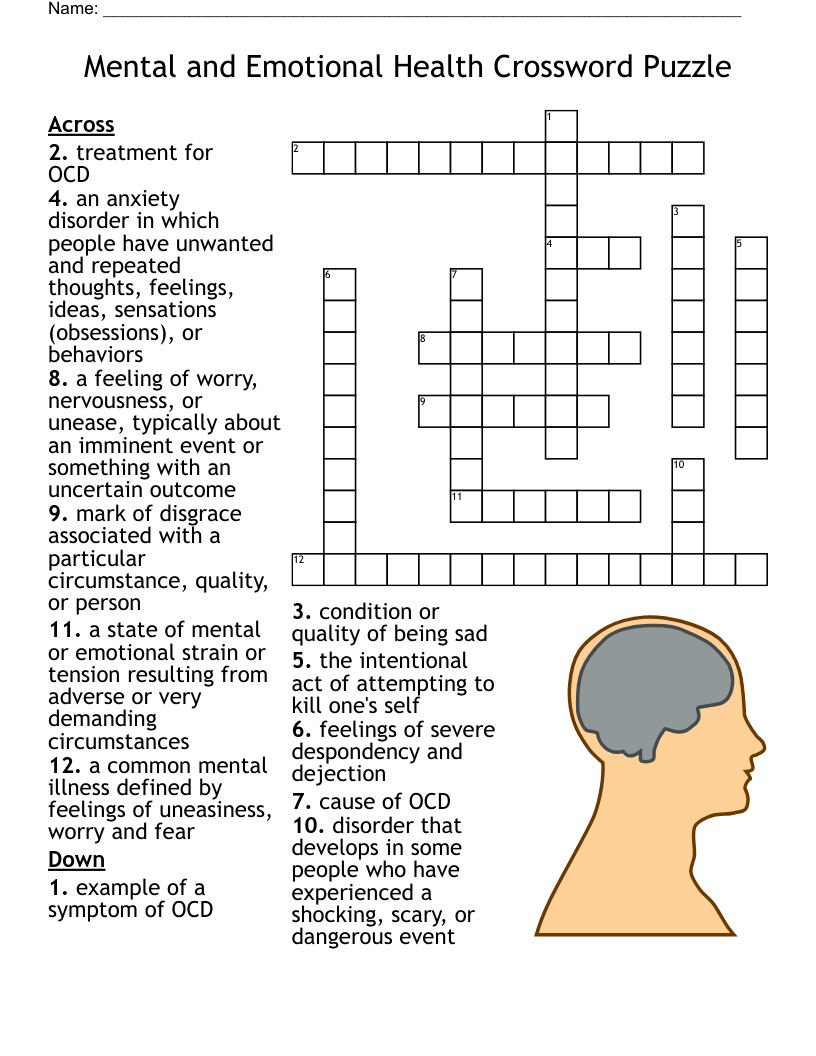 feelings crossword puzzle printable