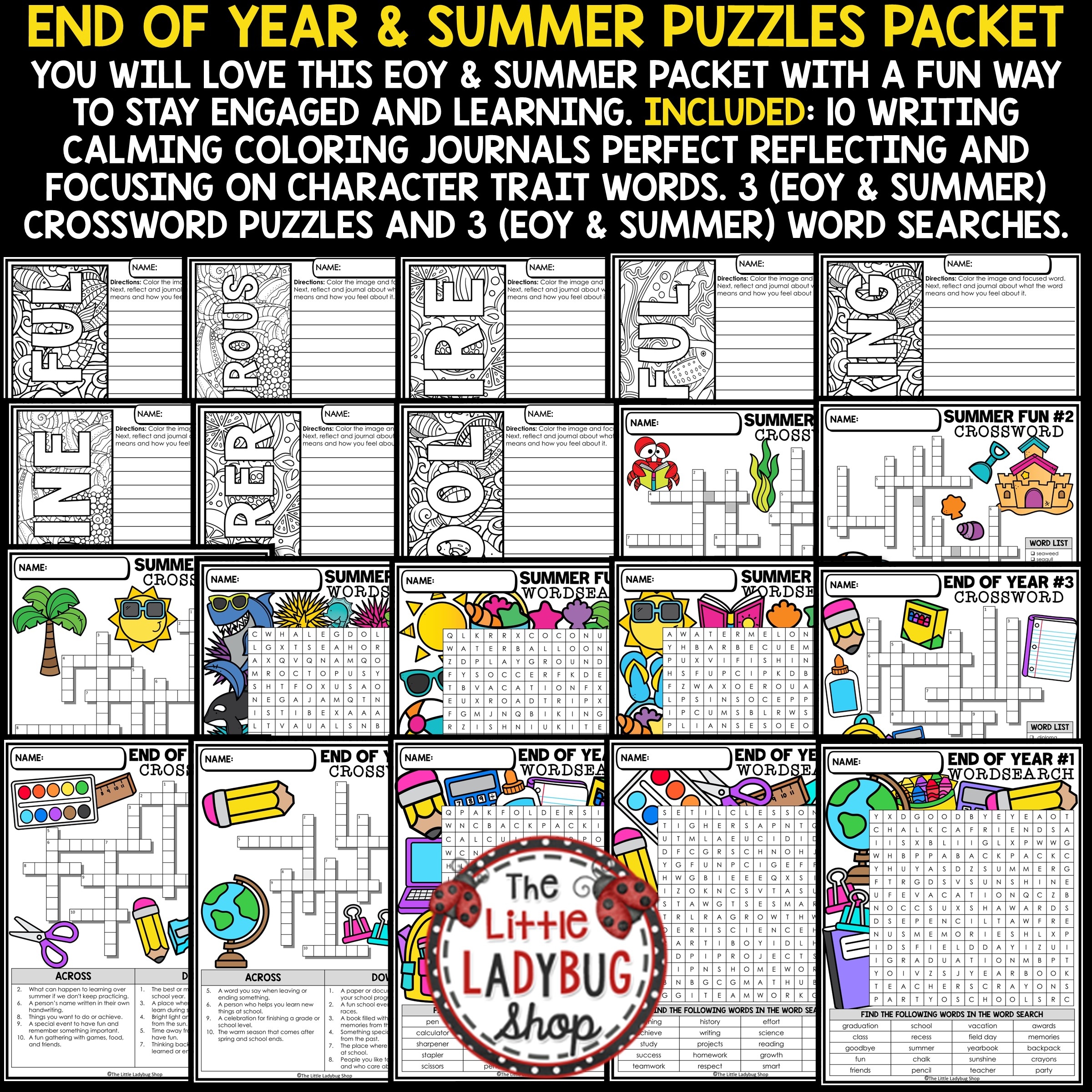 end of the year crossword puzzle printable