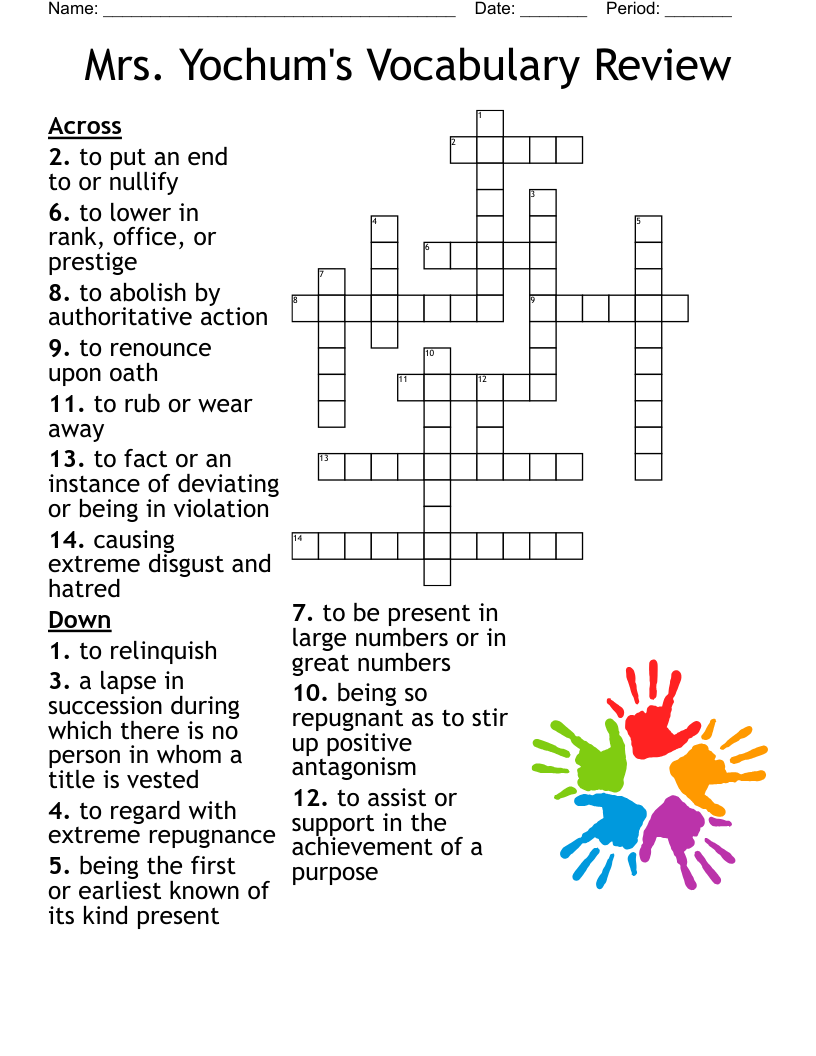 English 10 Final Exam Vocabulary Review Crossword WordMint
