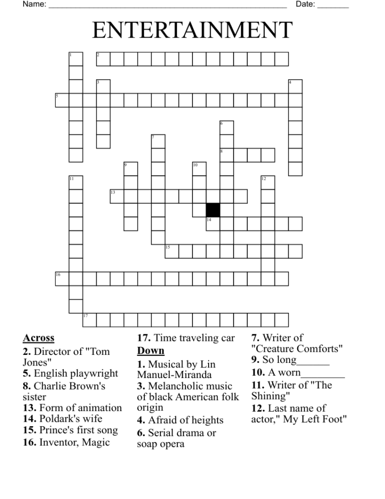 ENTERTAINMENT Crossword WordMint