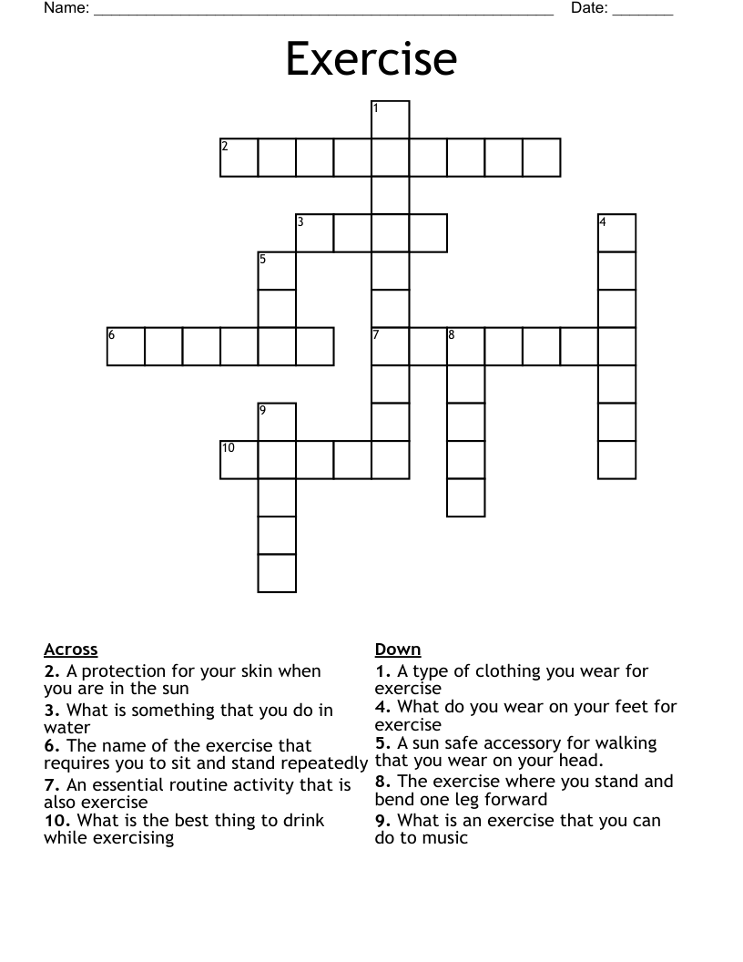 Exercise Crossword WordMint