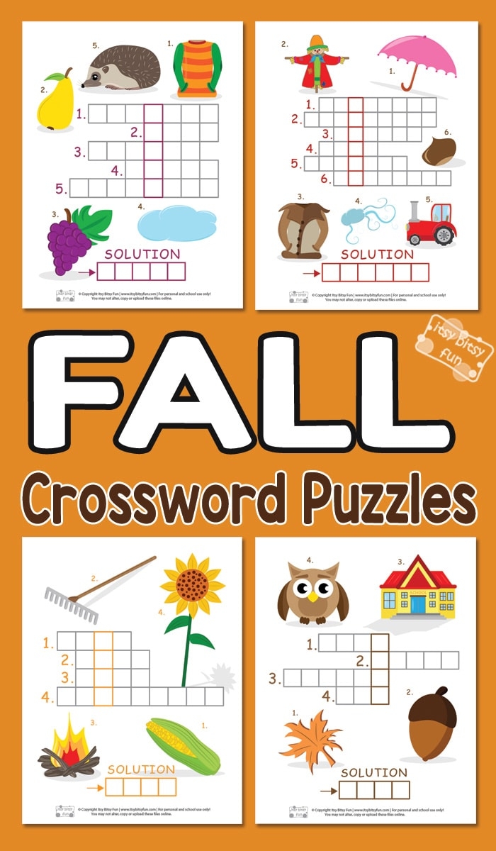 fall crossword free printable kids