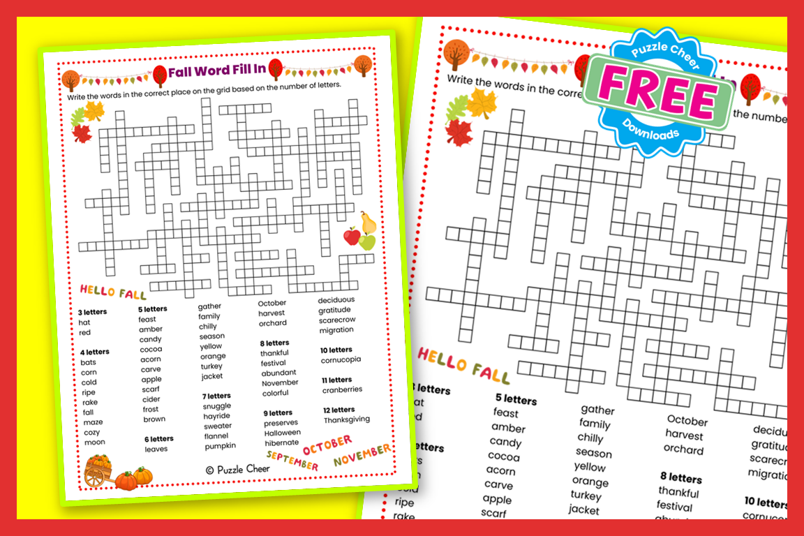 fall crossword puzzles with answers printable