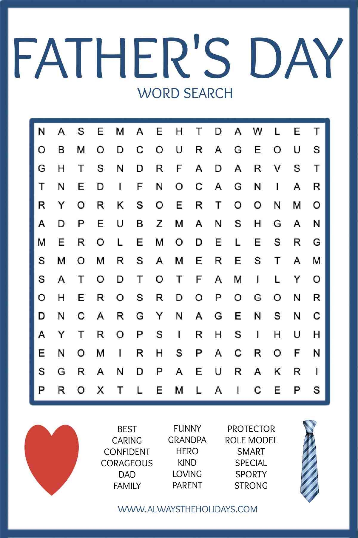 Father s Day Word Search Printable Free Word Find Printable