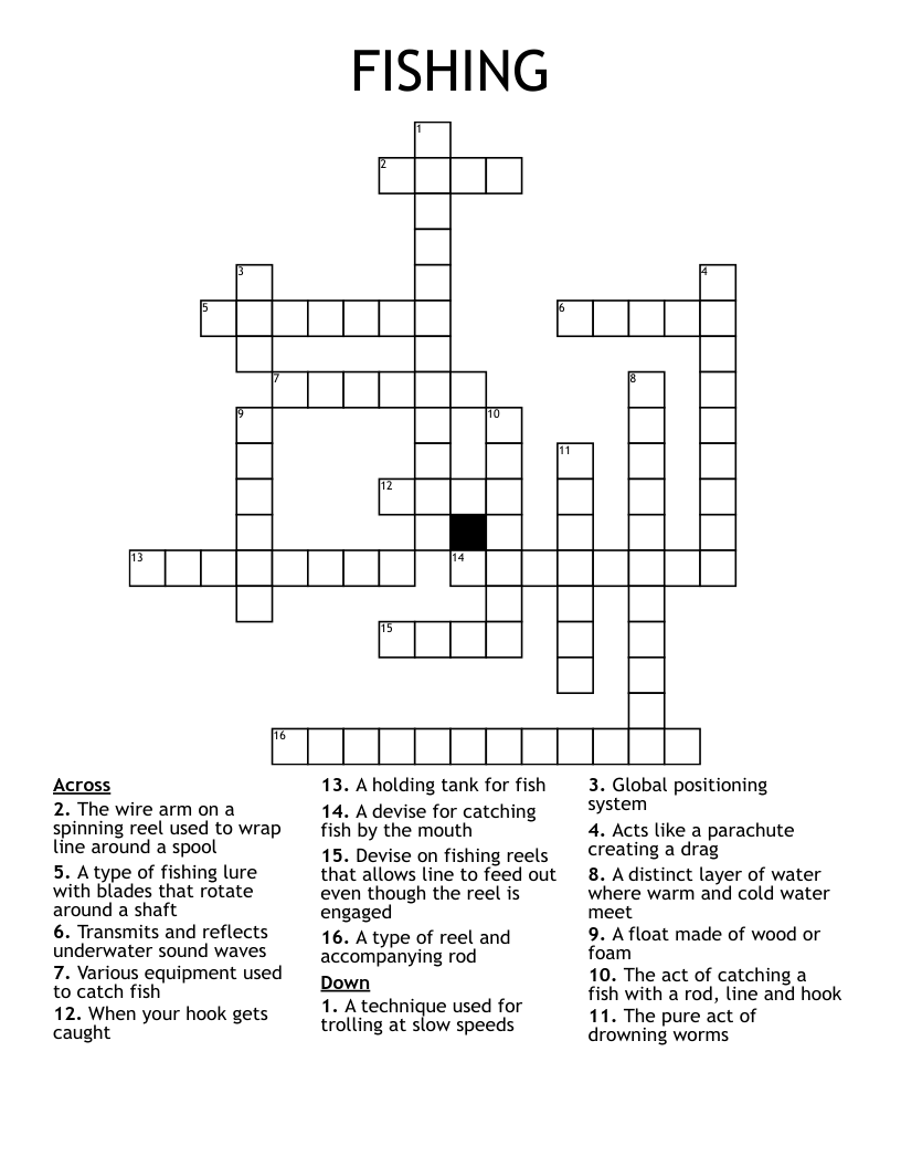 FISHING Crossword WordMint