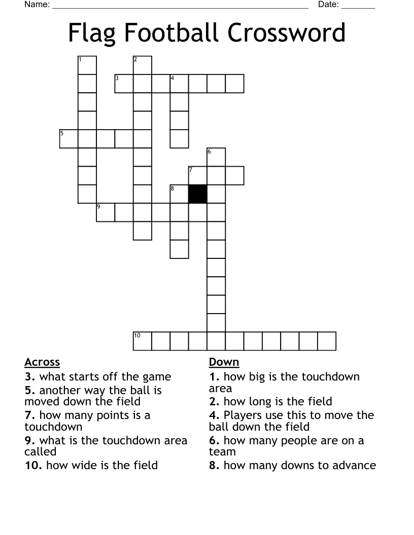 football crossword puzzle printable