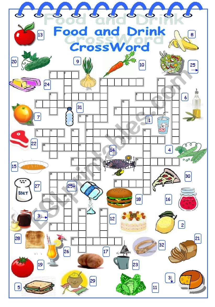 food crossword puzzle printable