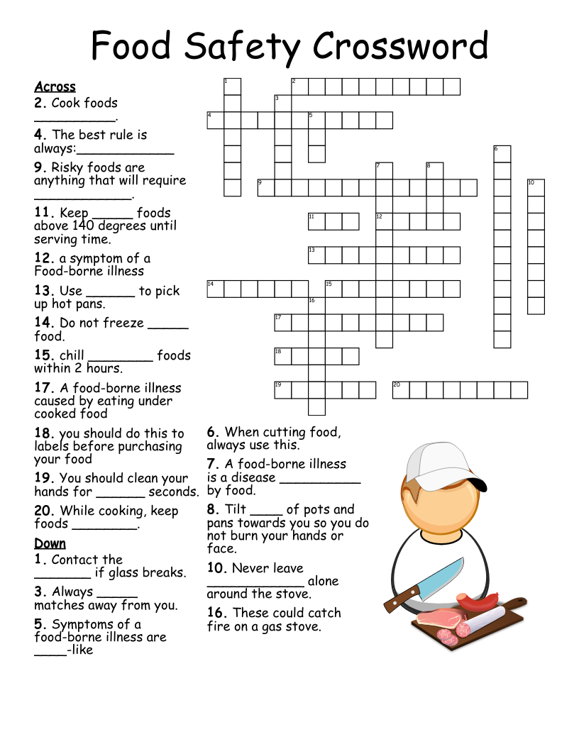 Food Safety Crossword WordMint