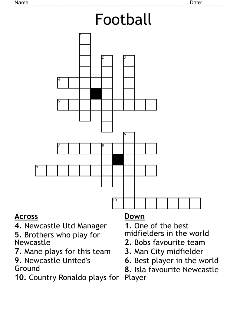 football crossword puzzles printable