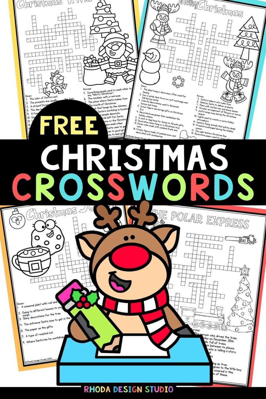 free christmas crossword puzzle 3rd grade printables