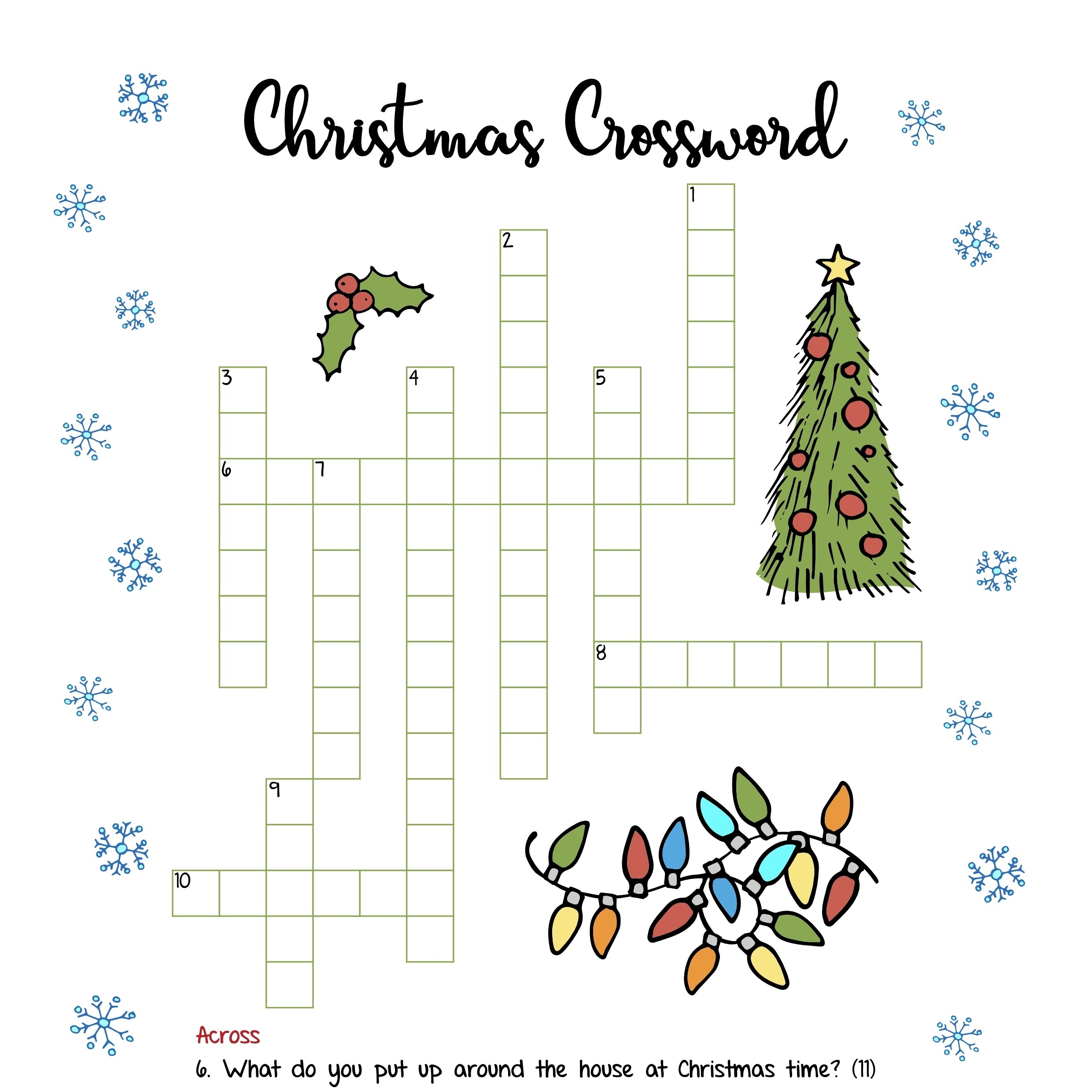 free printable children's christmas crossword puzzles
