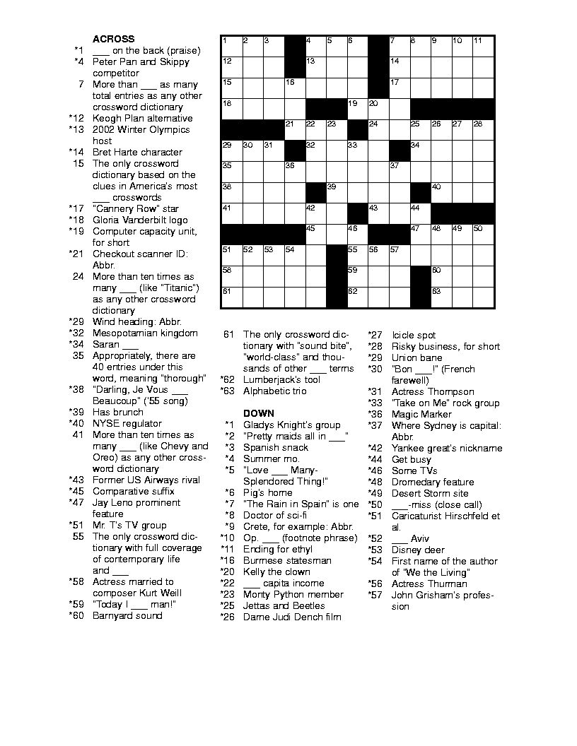 hard crossword puzzle printable