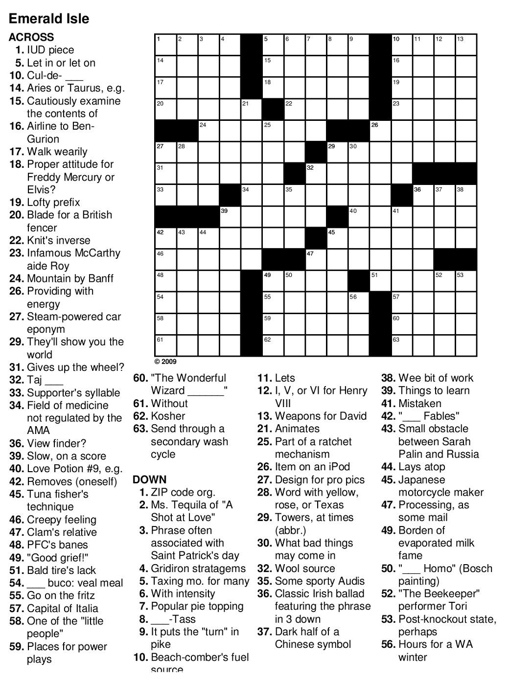 crossword puzzles easy printable