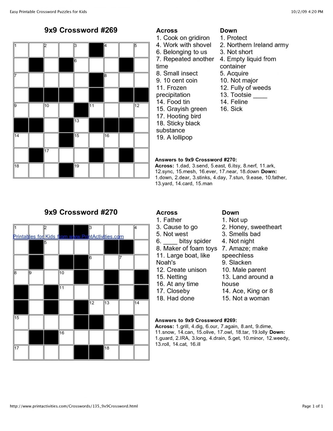 daily crossword puzzle printable