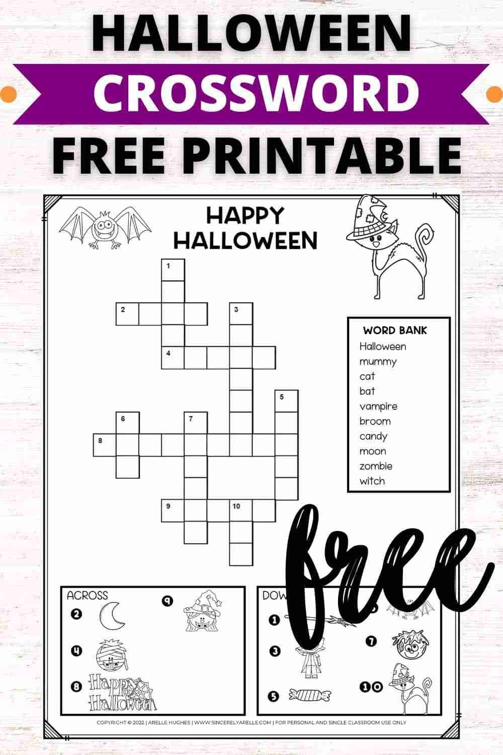 Free Printable Happy Halloween Crossword Puzzle For Kids Smart Cookie Printables