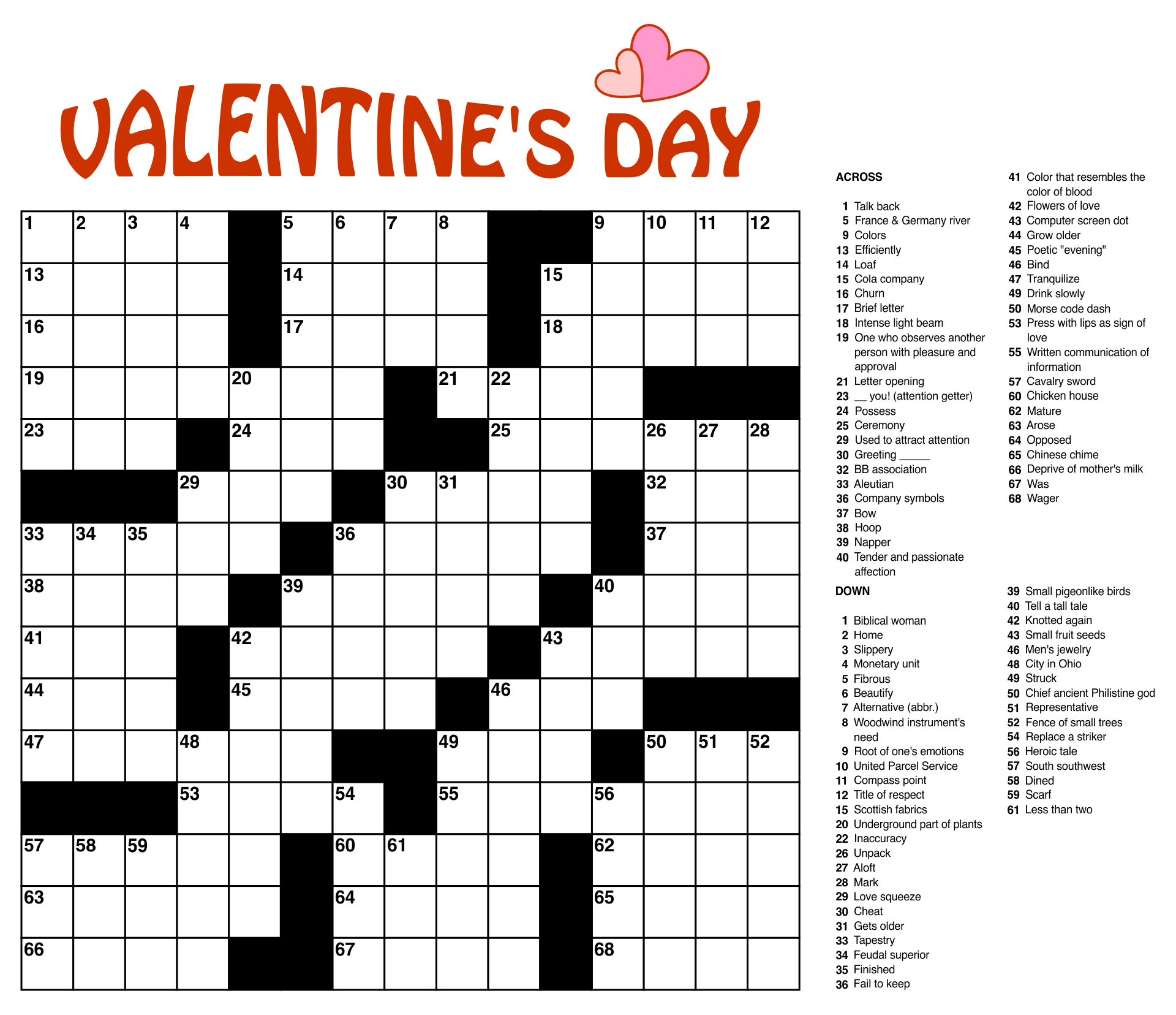 Free Printable Large Print Crossword Puzzles For Seniors Worksheets Library