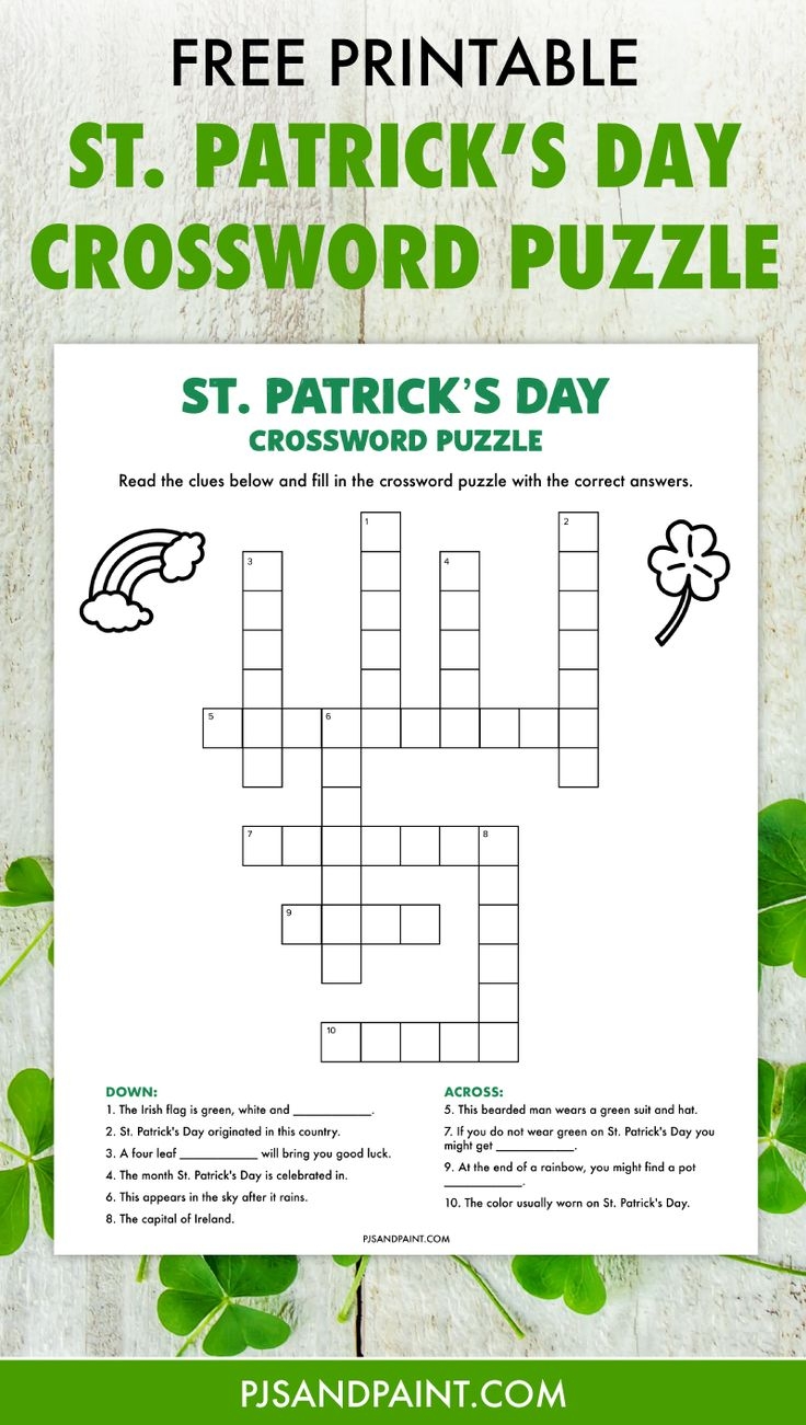 Free Printable St Patricks Day Crossword Puzzle Pinterest