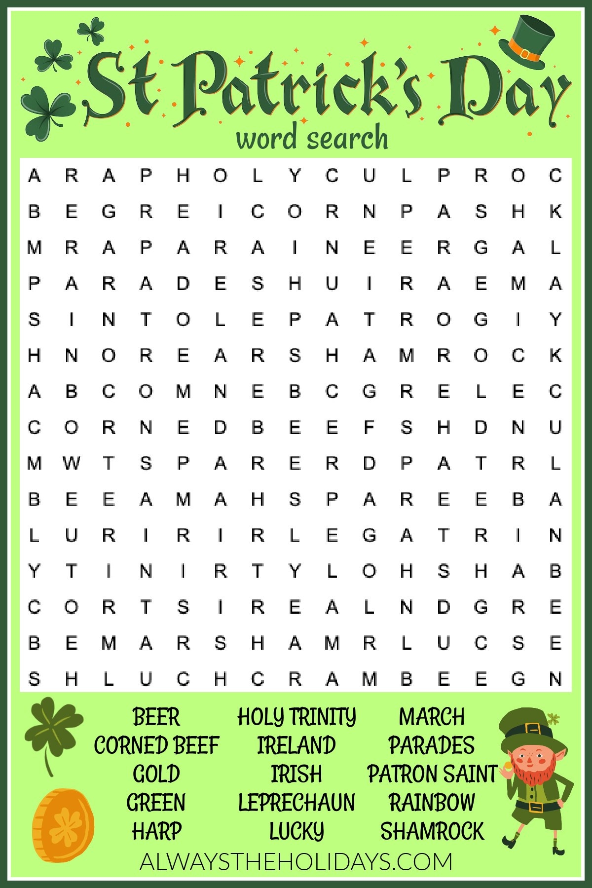 st patrick's day printable crossword puzzles