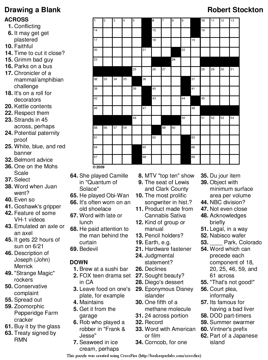 Free Themed Crossword Puzzle 101 Drawing A Blank Beekeeper Crosswords
