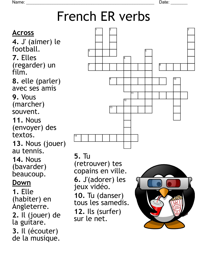 french crossword puzzles printable