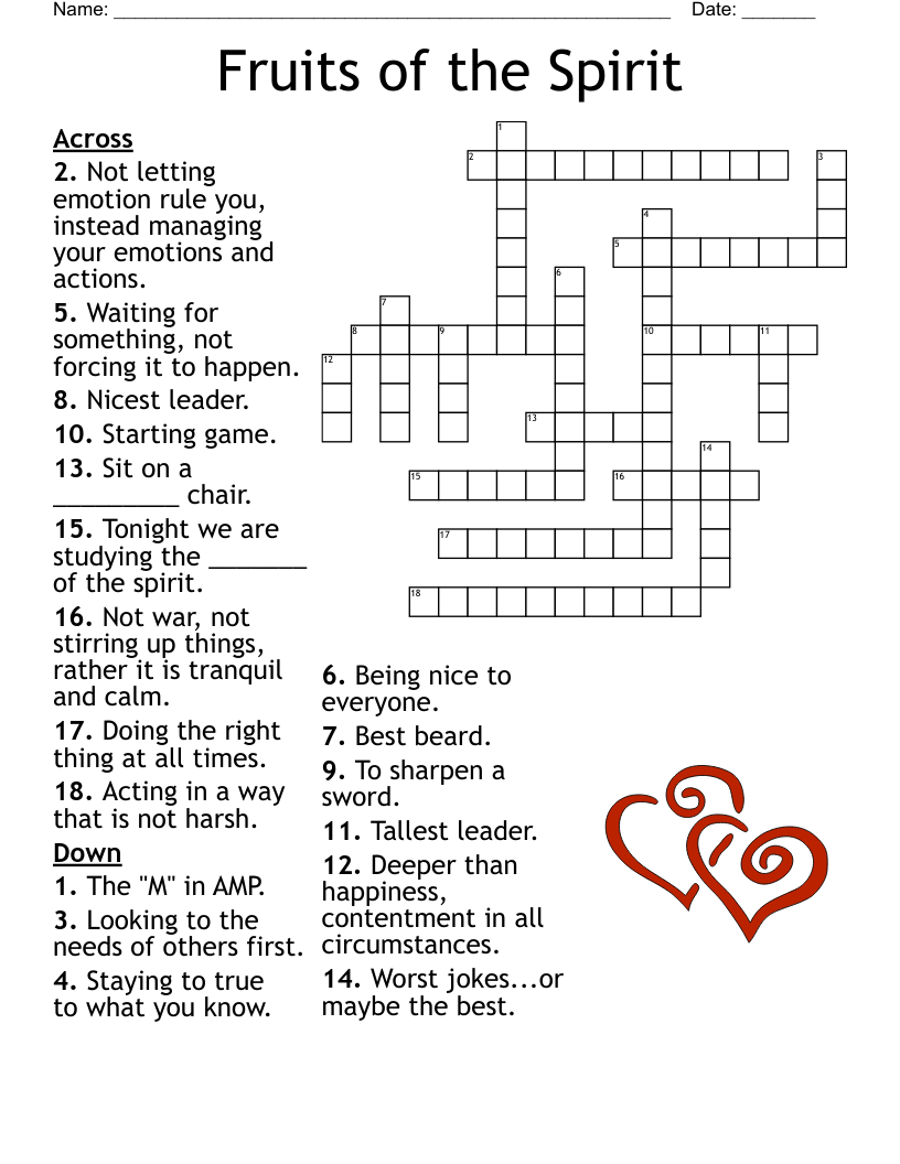 Fruits Of The Spirit Crossword WordMint