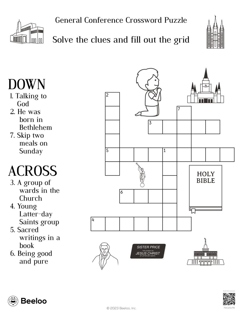 General Conference Crossword Puzzle Beeloo Printable Crafts And Activities For Kids