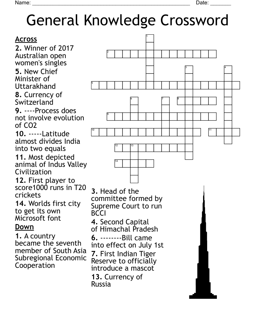 General Knowledge Crossword WordMint General Knowledge Crossword WordMint