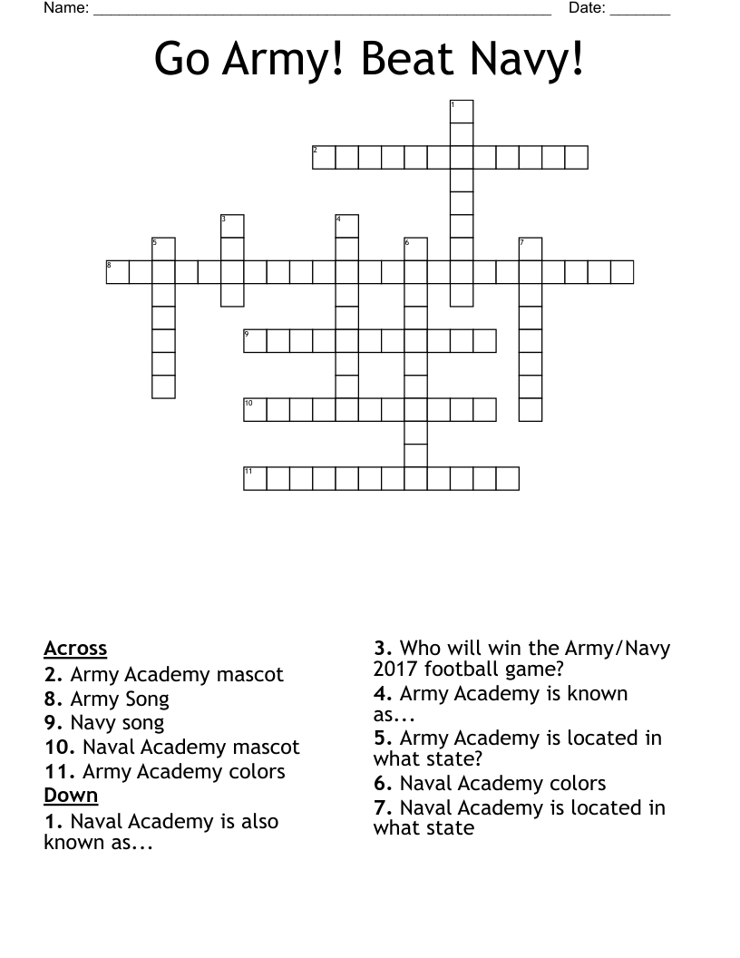 Go Army Beat Navy Crossword WordMint Go Army Beat Navy Crossword WordMint