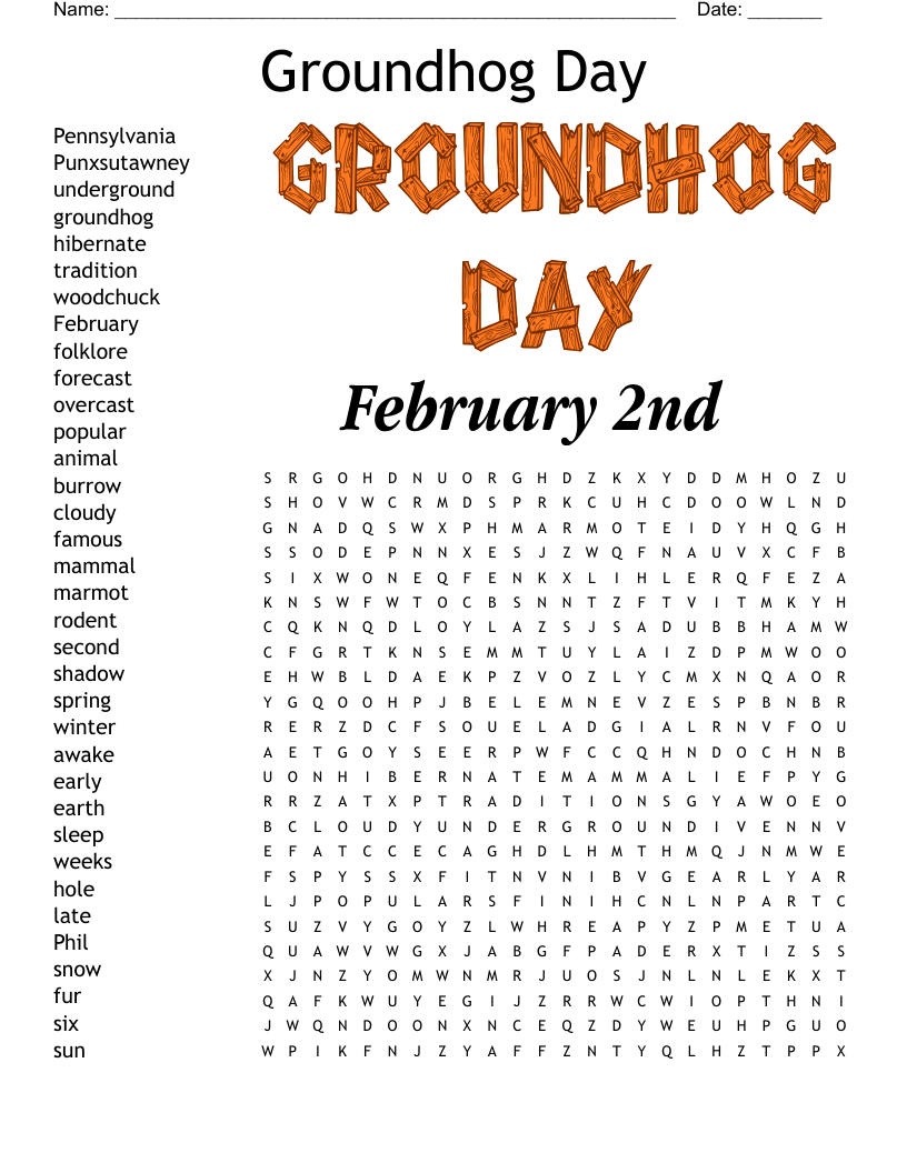 groundhog day crossword puzzles printable