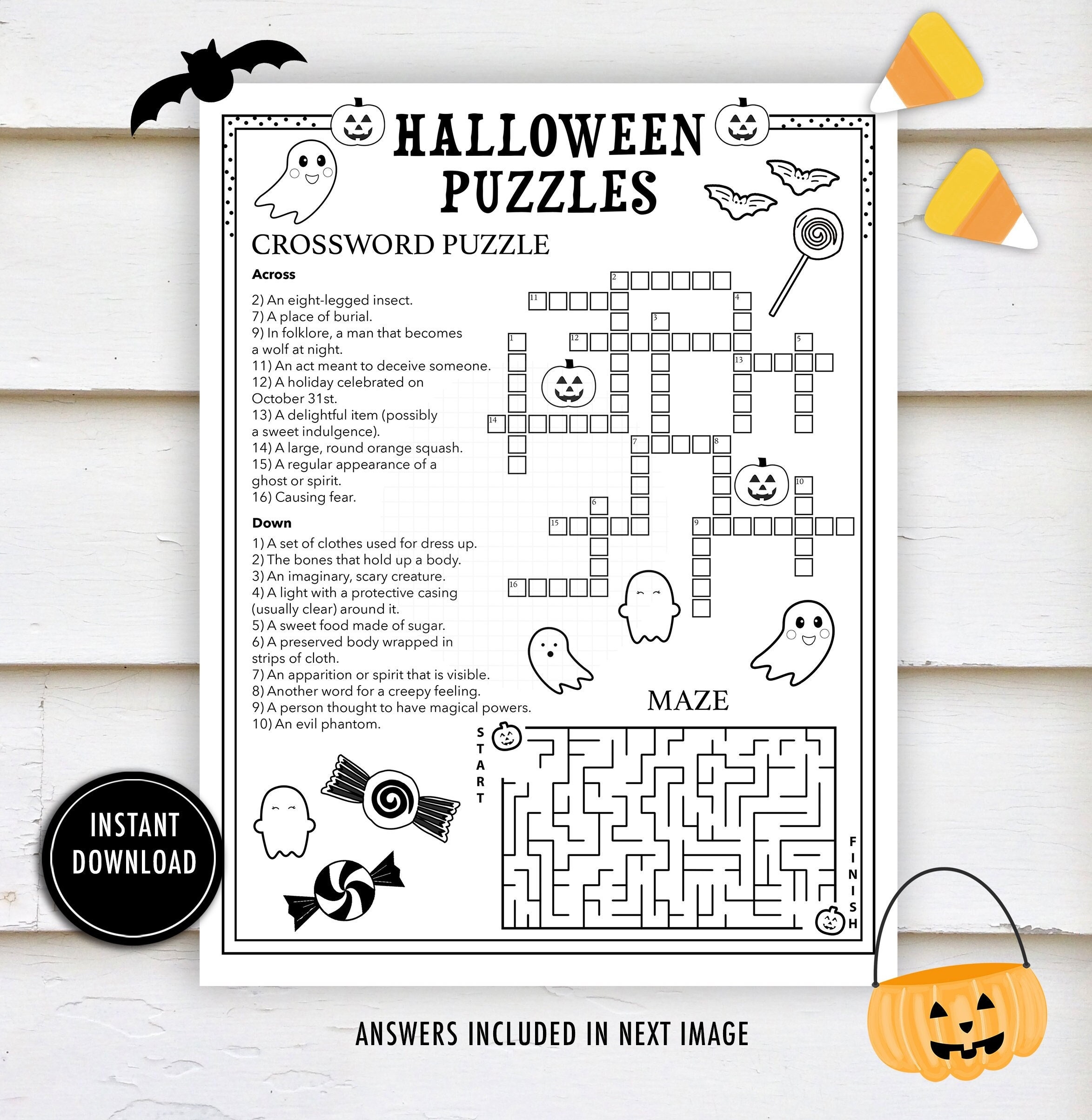 halloween crossword puzzle printable 3rd grade