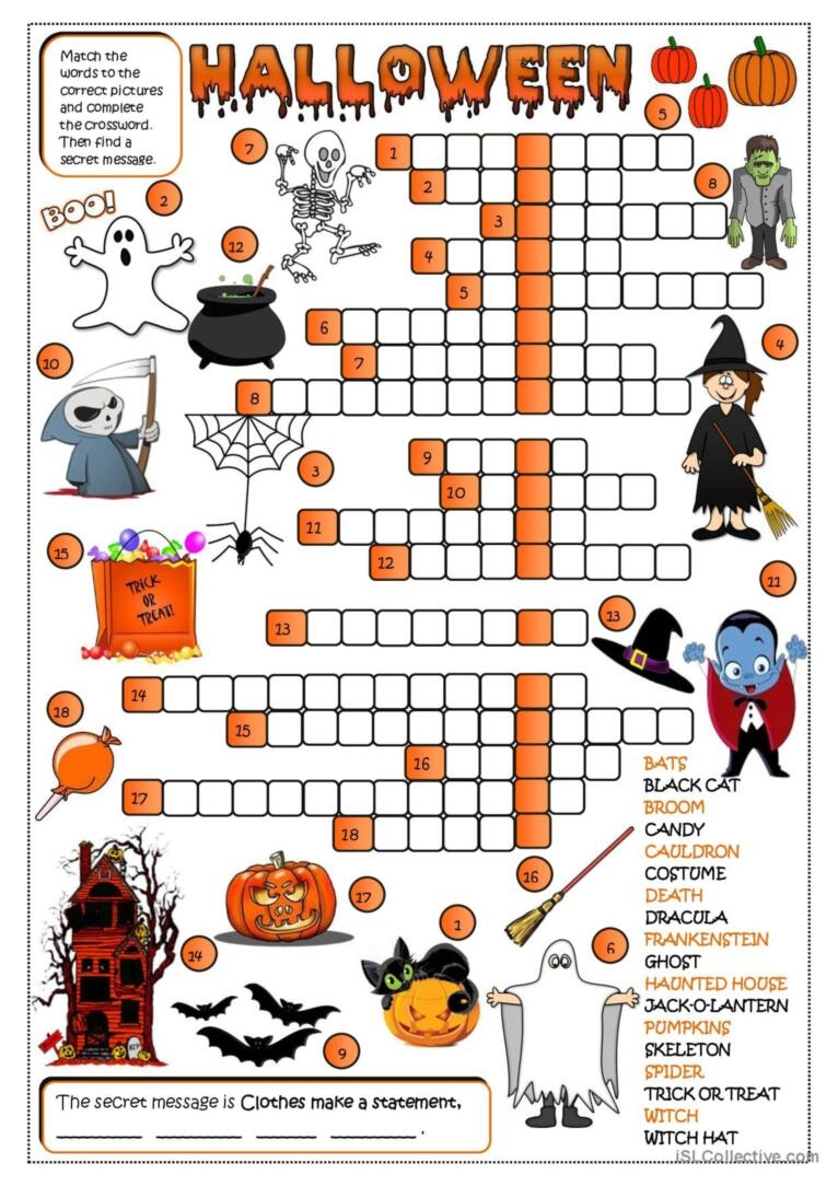 Halloween Crossword Crossword English ESL Worksheets Pdf Doc