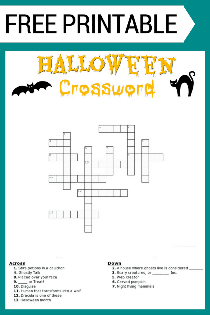 halloween crossword puzzle printable