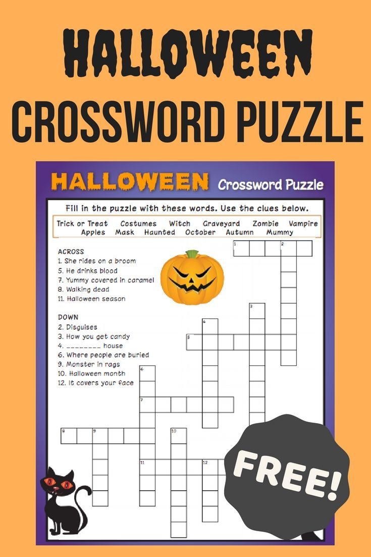 Halloween Crossword Puzzle 3 Worksheet Education