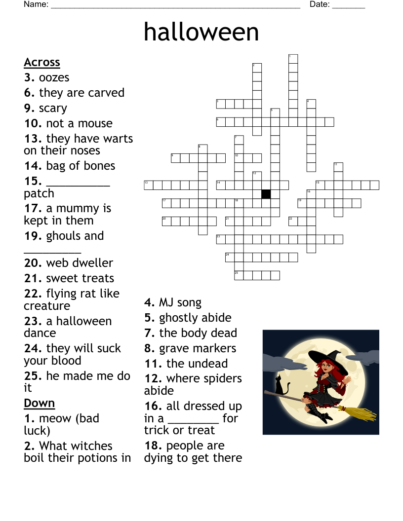 Halloween Movies Crossword WordMint